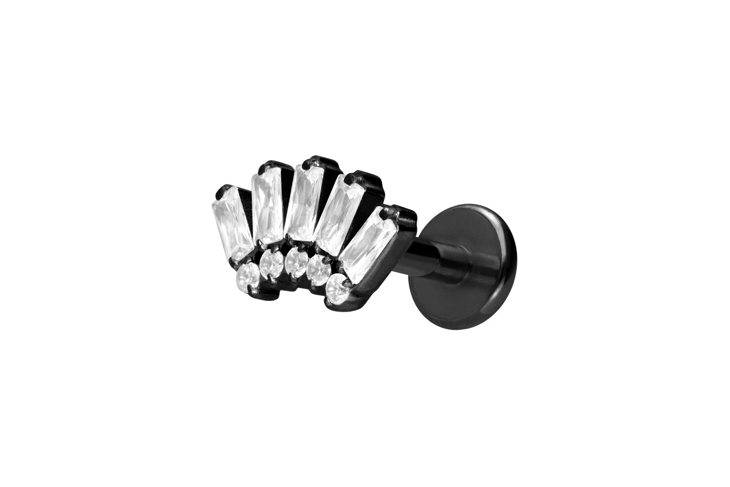 Titan Labret Piercing mit Push Fit 10 EINGEFASSTE KRISTALLE